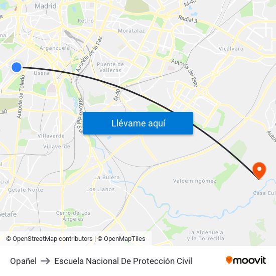 Opañel to Escuela Nacional De Protección Civil map