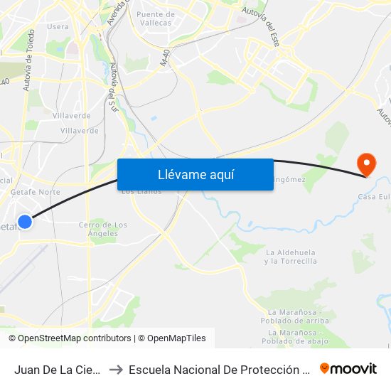 Juan De La Cierva to Escuela Nacional De Protección Civil map