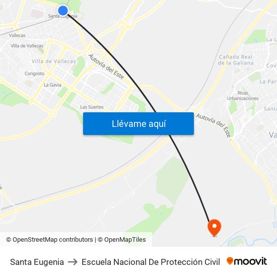 Santa Eugenia to Escuela Nacional De Protección Civil map