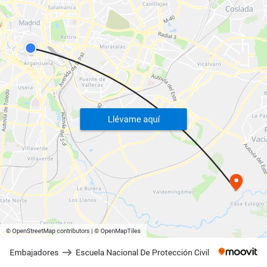 Embajadores to Escuela Nacional De Protección Civil map