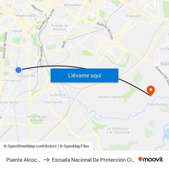 Puente Alcocer to Escuela Nacional De Protección Civil map
