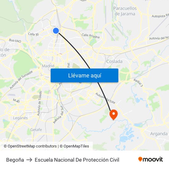 Begoña to Escuela Nacional De Protección Civil map