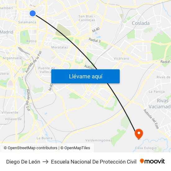 Diego De León to Escuela Nacional De Protección Civil map