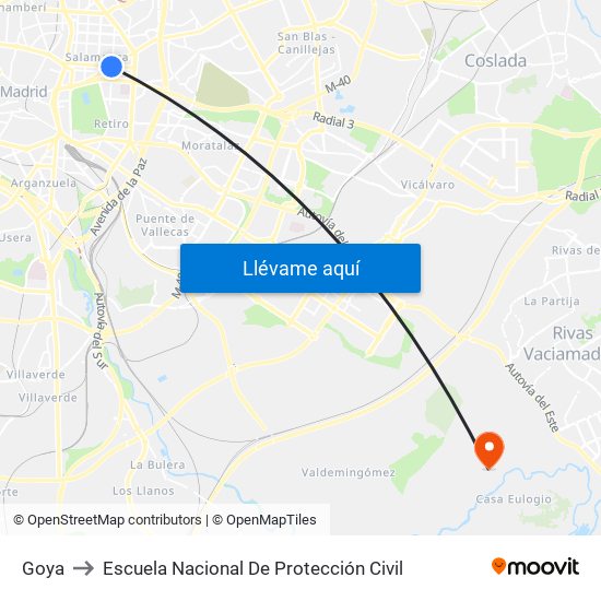Goya to Escuela Nacional De Protección Civil map