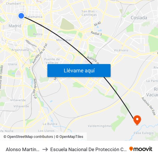 Alonso Martínez to Escuela Nacional De Protección Civil map