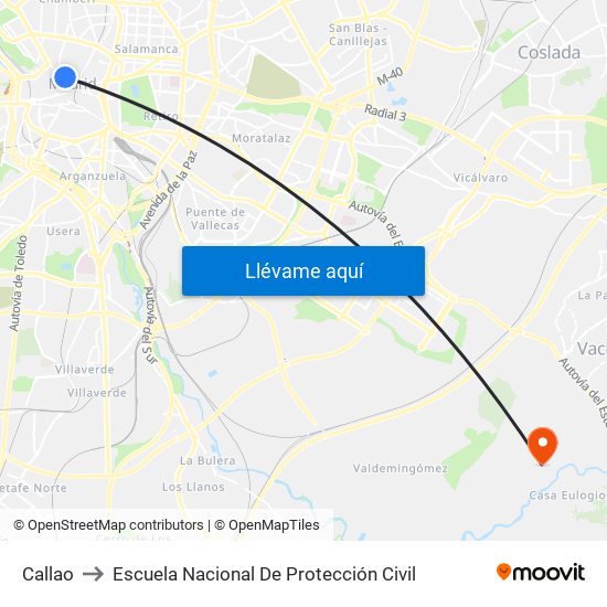 Callao to Escuela Nacional De Protección Civil map