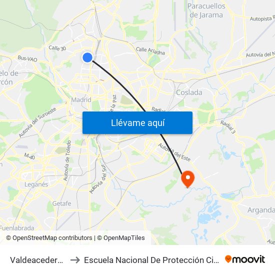 Valdeacederas to Escuela Nacional De Protección Civil map