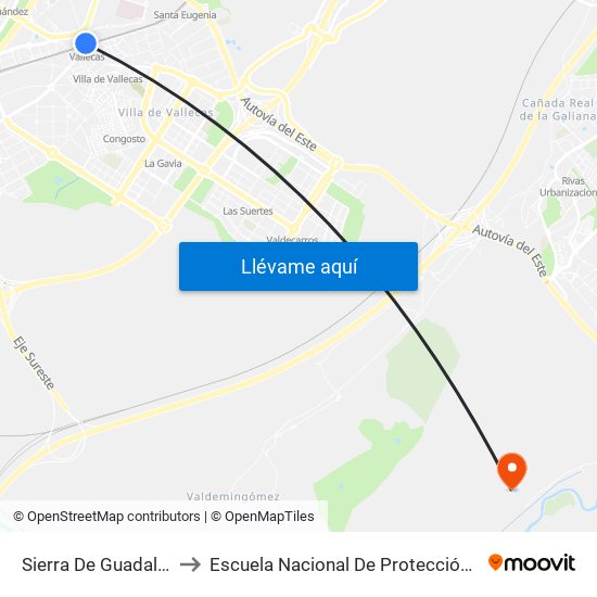 Sierra De Guadalupe to Escuela Nacional De Protección Civil map