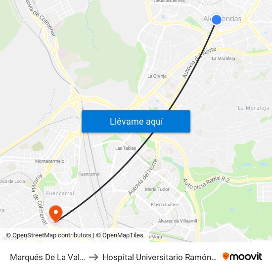 Marqués De La Valdavia to Hospital Universitario Ramón Y Cajal. map