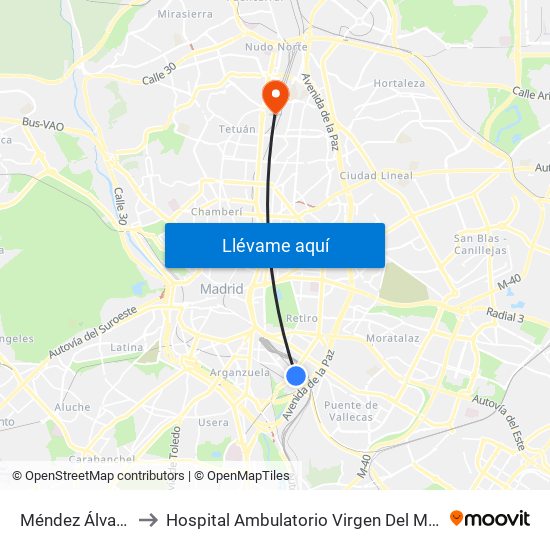 Méndez Álvaro to Hospital Ambulatorio Virgen Del Mar map