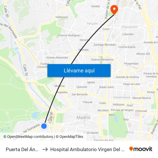 Puerta Del Ángel to Hospital Ambulatorio Virgen Del Mar map