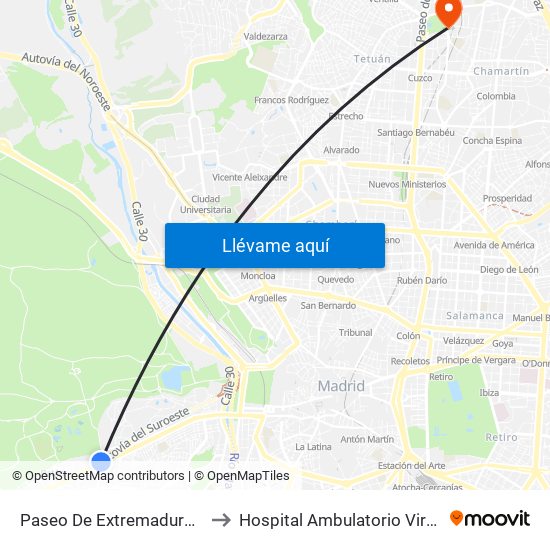 Paseo De Extremadura - El Greco to Hospital Ambulatorio Virgen Del Mar map