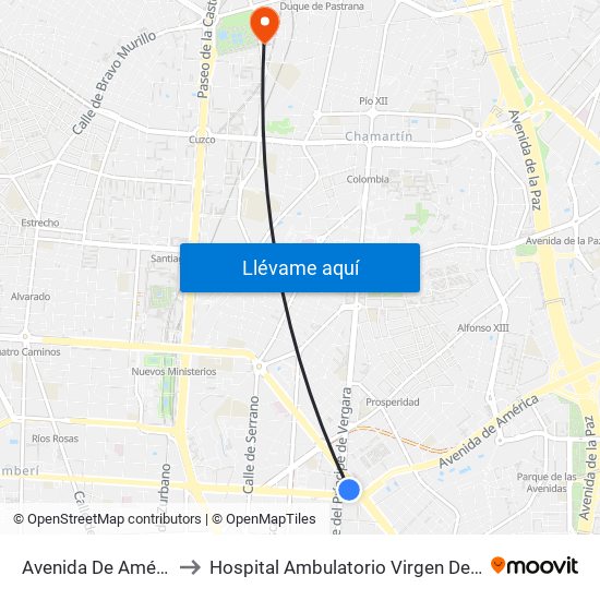 Avenida De América to Hospital Ambulatorio Virgen Del Mar map