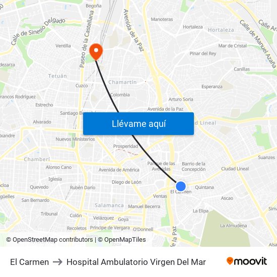 El Carmen to Hospital Ambulatorio Virgen Del Mar map