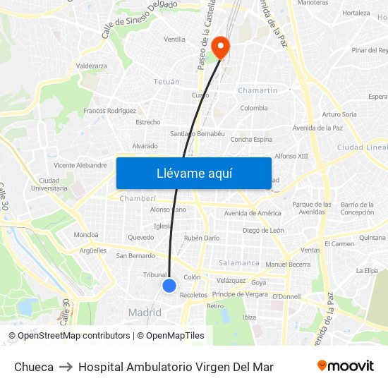 Chueca to Hospital Ambulatorio Virgen Del Mar map