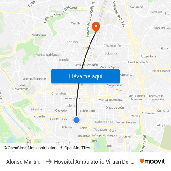 Alonso Martínez to Hospital Ambulatorio Virgen Del Mar map