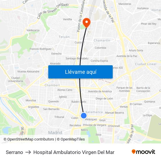 Serrano to Hospital Ambulatorio Virgen Del Mar map