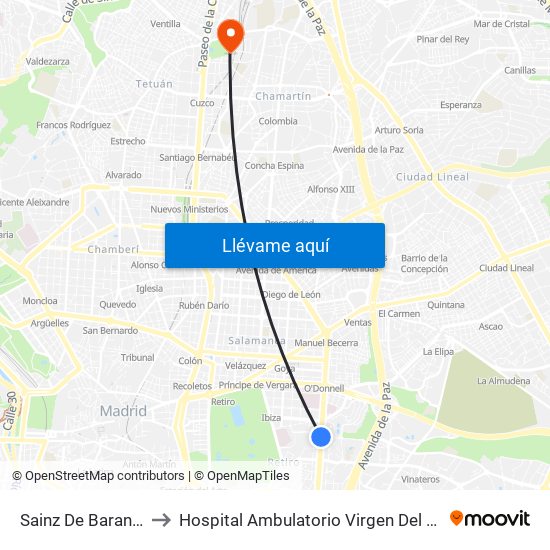 Sainz De Baranda to Hospital Ambulatorio Virgen Del Mar map