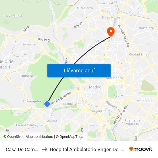Casa De Campo to Hospital Ambulatorio Virgen Del Mar map