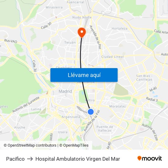 Pacífico to Hospital Ambulatorio Virgen Del Mar map