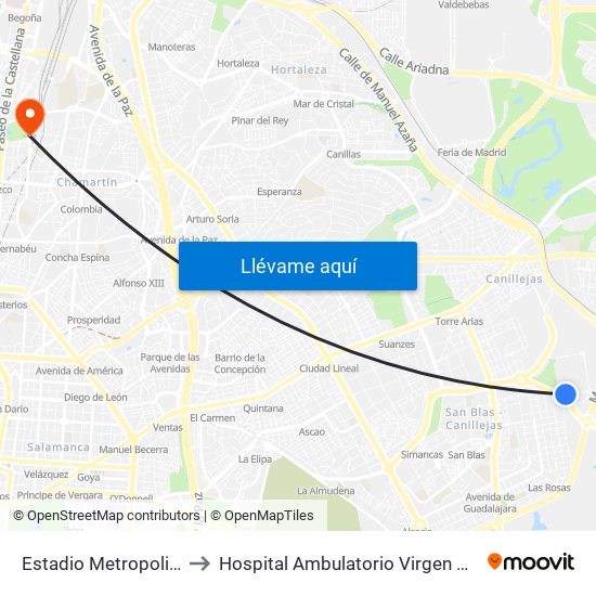 Estadio Metropolitano to Hospital Ambulatorio Virgen Del Mar map