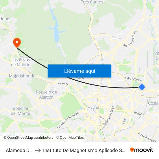 Alameda De Osuna to Instituto De Magnetismo Aplicado Salvador Velayos (Ucm) map