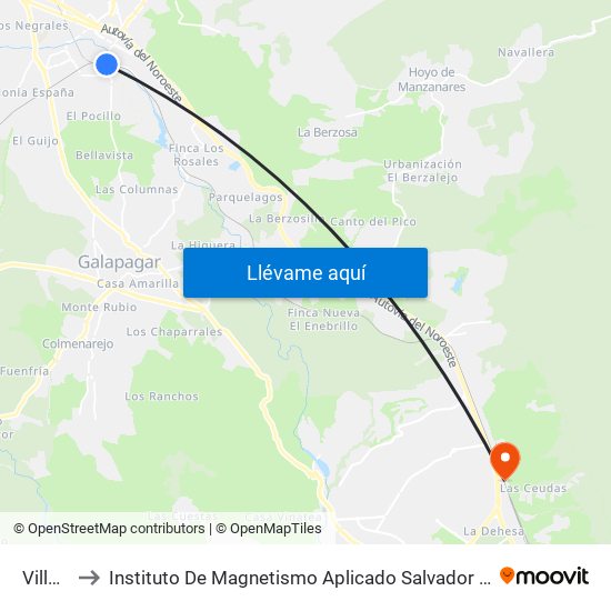 Villalba to Instituto De Magnetismo Aplicado Salvador Velayos (Ucm) map