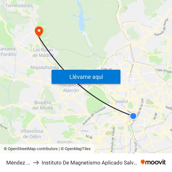 Méndez Álvaro to Instituto De Magnetismo Aplicado Salvador Velayos (Ucm) map