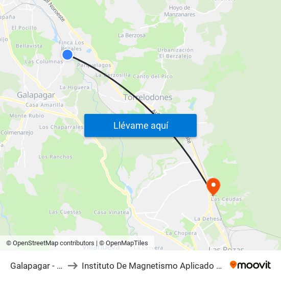 Galapagar - La Navata to Instituto De Magnetismo Aplicado Salvador Velayos (Ucm) map
