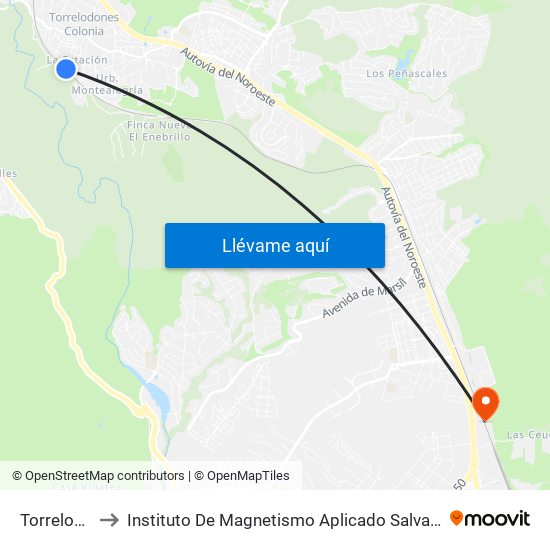 Torrelodones to Instituto De Magnetismo Aplicado Salvador Velayos (Ucm) map
