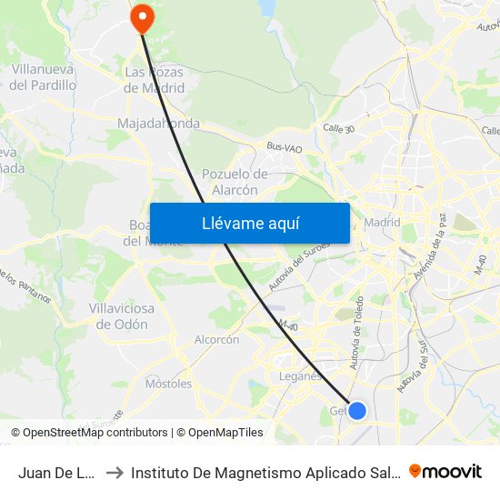 Juan De La Cierva to Instituto De Magnetismo Aplicado Salvador Velayos (Ucm) map