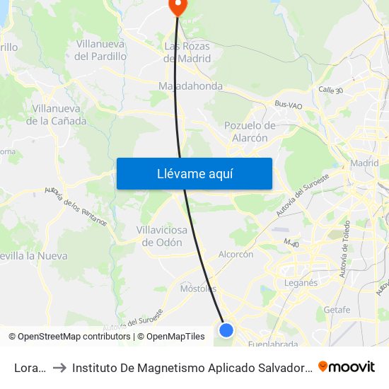 Loranca to Instituto De Magnetismo Aplicado Salvador Velayos (Ucm) map
