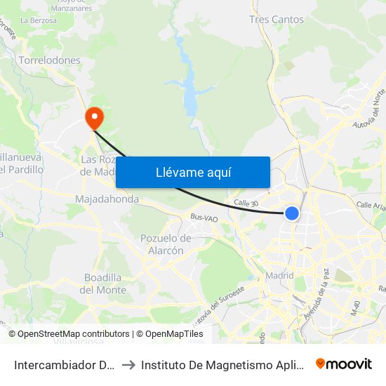 Intercambiador De Plaza De Castilla to Instituto De Magnetismo Aplicado Salvador Velayos (Ucm) map