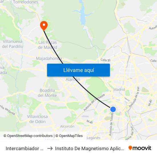 Intercambiador De Plaza Elíptica to Instituto De Magnetismo Aplicado Salvador Velayos (Ucm) map