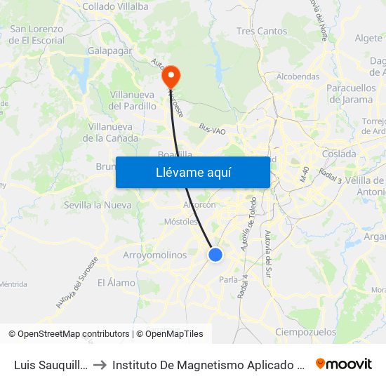 Luis Sauquillo - Grecia to Instituto De Magnetismo Aplicado Salvador Velayos (Ucm) map