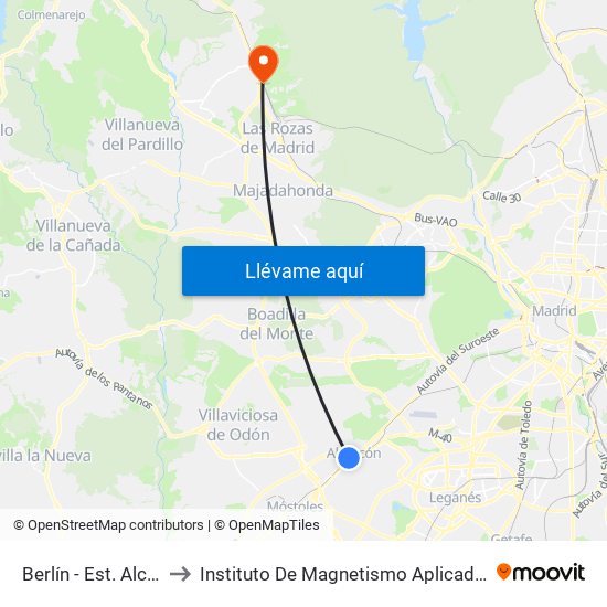 Berlín - Est. Alcorcón Central to Instituto De Magnetismo Aplicado Salvador Velayos (Ucm) map