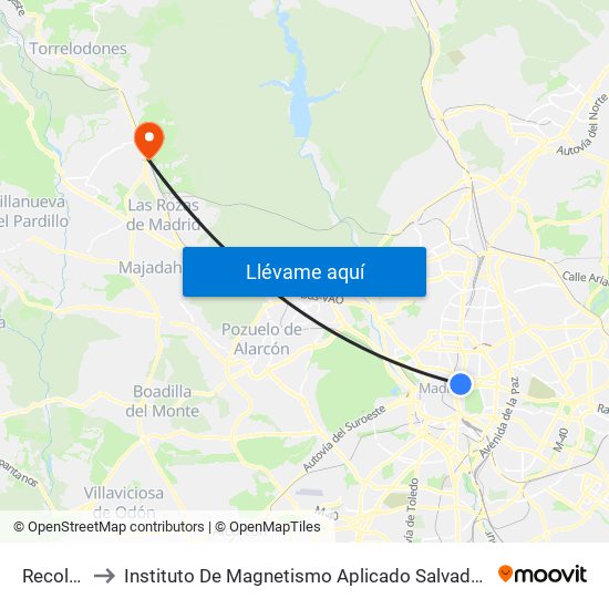Recoletos to Instituto De Magnetismo Aplicado Salvador Velayos (Ucm) map