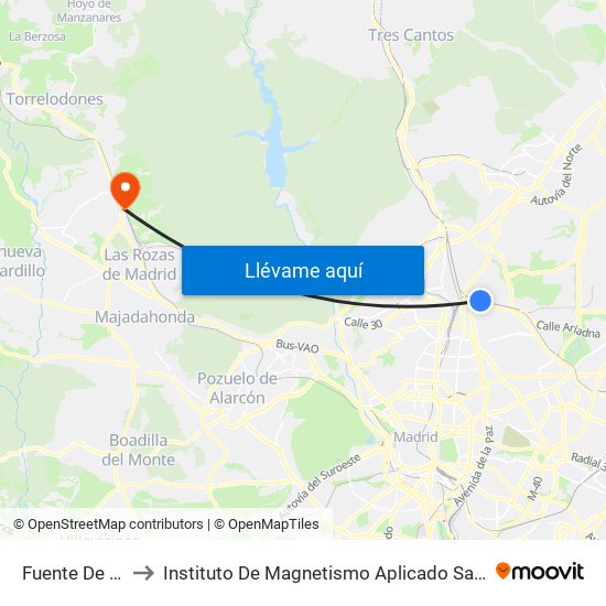 Fuente De La Mora to Instituto De Magnetismo Aplicado Salvador Velayos (Ucm) map