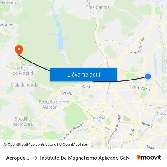 Aeropuerto T4 to Instituto De Magnetismo Aplicado Salvador Velayos (Ucm) map