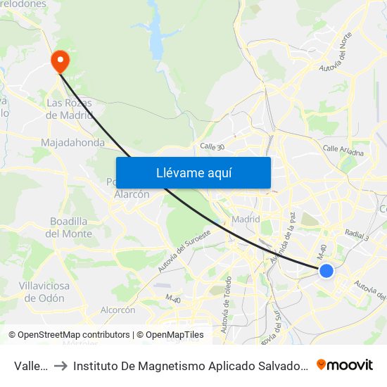 Vallecas to Instituto De Magnetismo Aplicado Salvador Velayos (Ucm) map