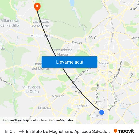 El Casar to Instituto De Magnetismo Aplicado Salvador Velayos (Ucm) map