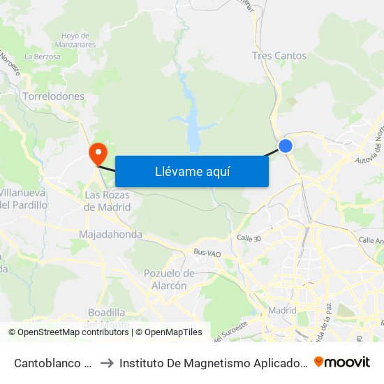 Cantoblanco Universidad to Instituto De Magnetismo Aplicado Salvador Velayos (Ucm) map