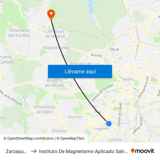 Zarzaquemada to Instituto De Magnetismo Aplicado Salvador Velayos (Ucm) map
