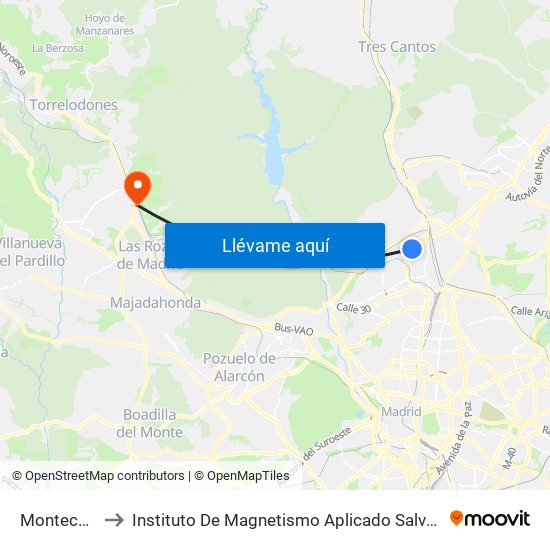 Montecarmelo to Instituto De Magnetismo Aplicado Salvador Velayos (Ucm) map