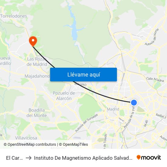 El Carmen to Instituto De Magnetismo Aplicado Salvador Velayos (Ucm) map