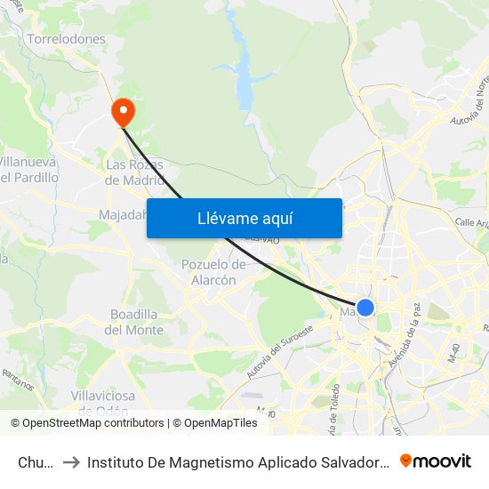 Chueca to Instituto De Magnetismo Aplicado Salvador Velayos (Ucm) map