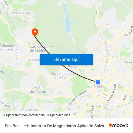 San Bernardo to Instituto De Magnetismo Aplicado Salvador Velayos (Ucm) map