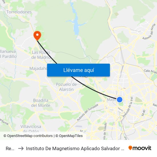 Retiro to Instituto De Magnetismo Aplicado Salvador Velayos (Ucm) map