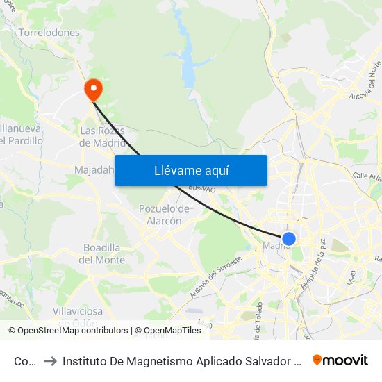 Colón to Instituto De Magnetismo Aplicado Salvador Velayos (Ucm) map