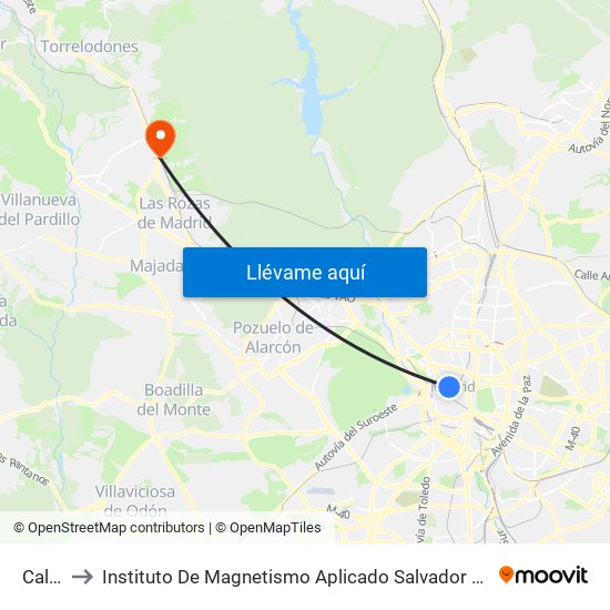 Callao to Instituto De Magnetismo Aplicado Salvador Velayos (Ucm) map
